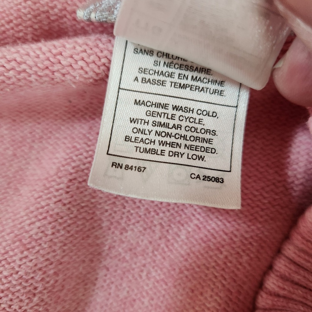 Vtg Disneyland Resort Tinkerbell Full Zip Pink Cardigan Sweater XXL Elbow Patch - Picture 13 of 13
